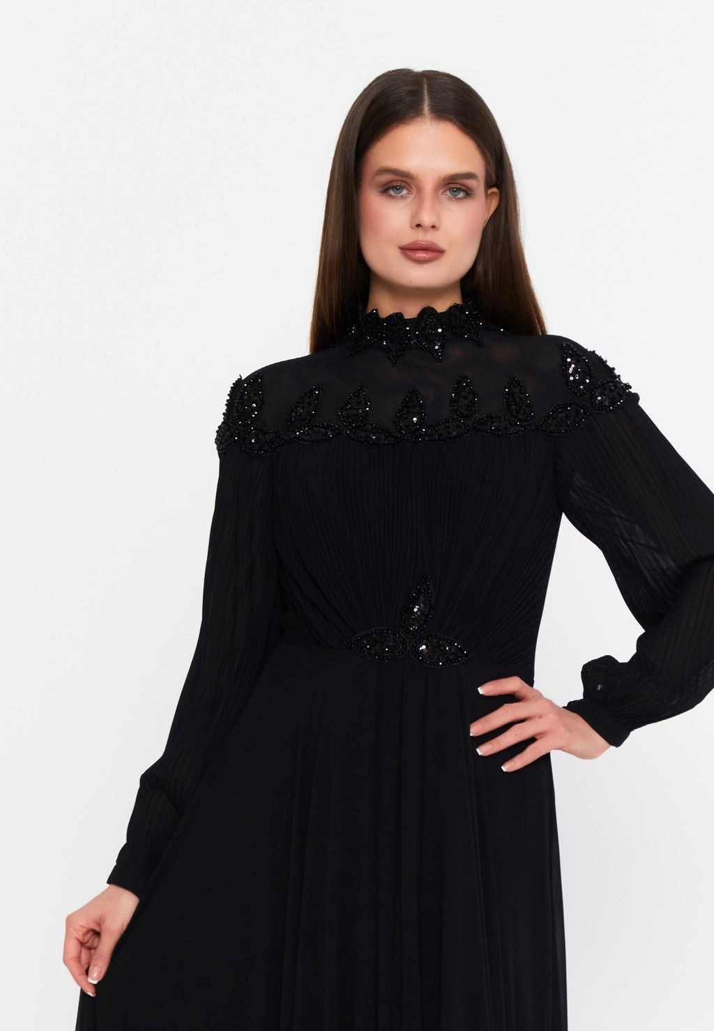Vestido de noche de manga larga