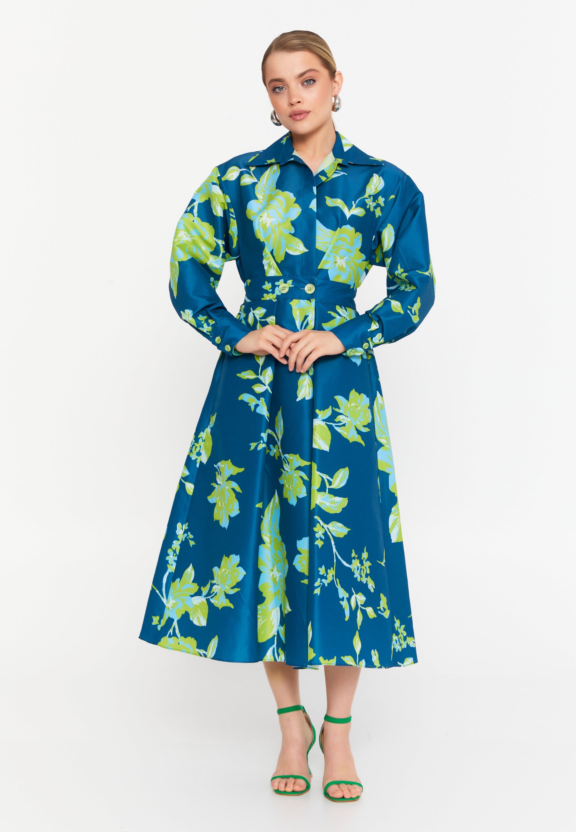 Long Sleeve Midi Polyester Column Regular Casual Dress glly25ge008 - Casual Dress - Istanbul Fashion Center