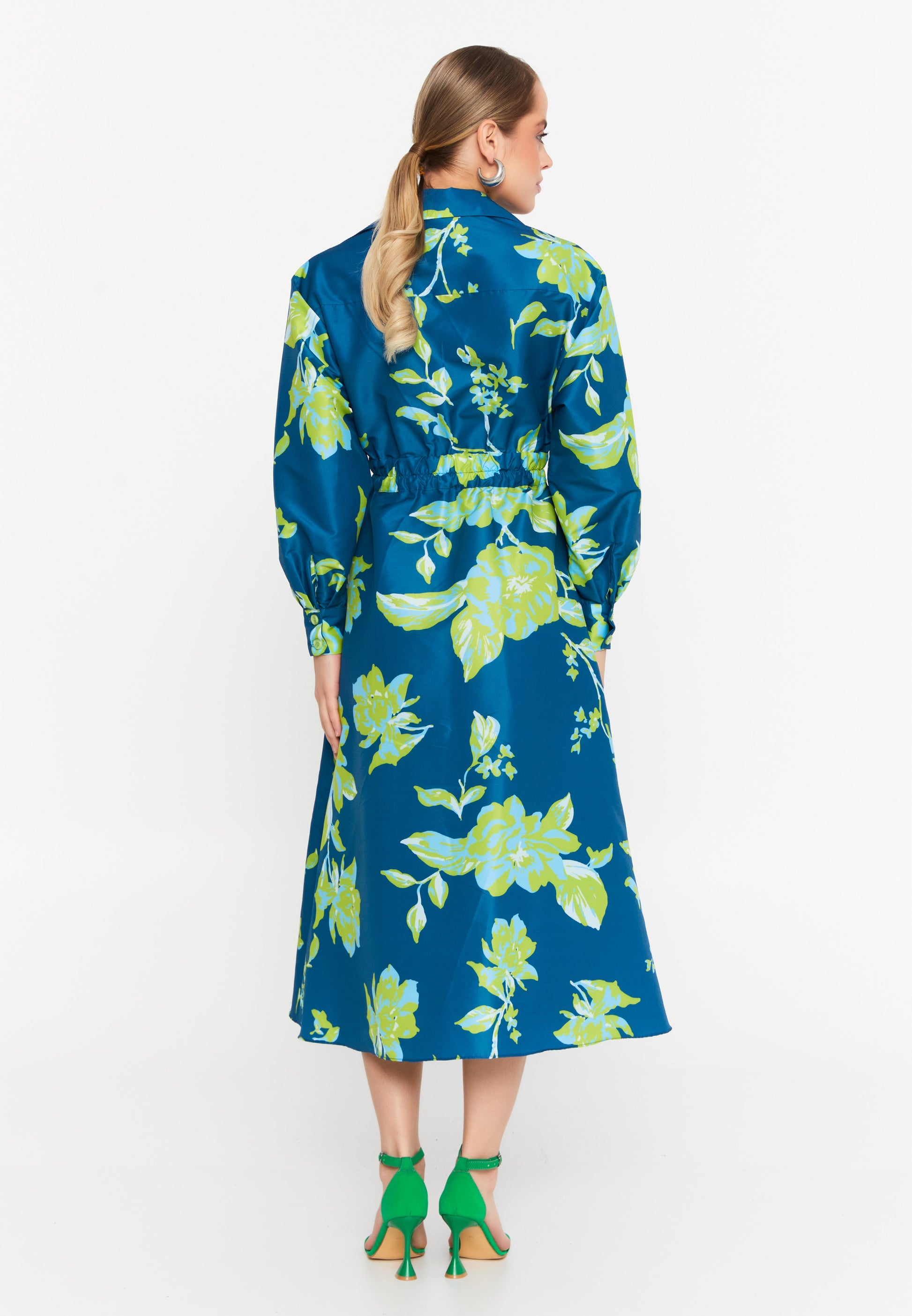 Long Sleeve Midi Polyester Column Regular Casual Dress glly25ge008 - Casual Dress - Istanbul Fashion Center