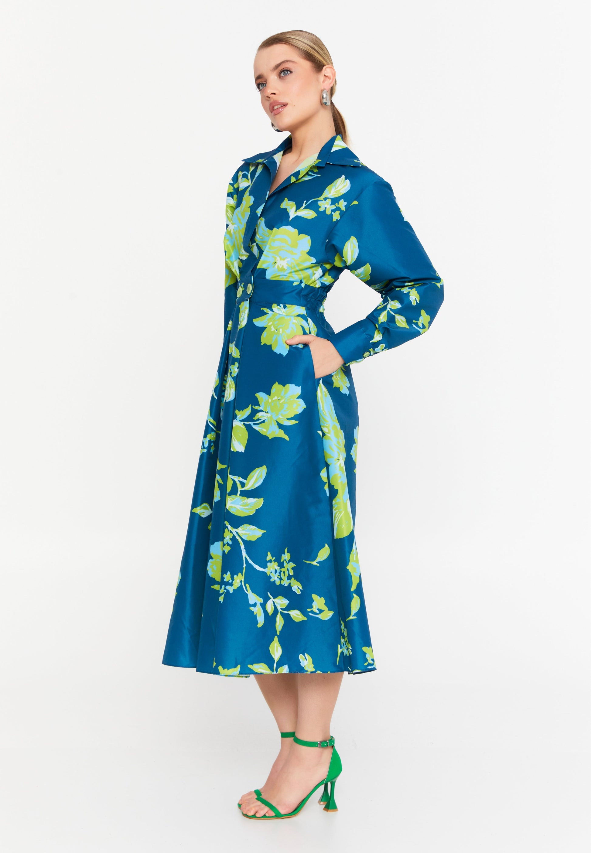 Long Sleeve Midi Polyester Column Regular Casual Dress glly25ge008 - Casual Dress - Istanbul Fashion Center