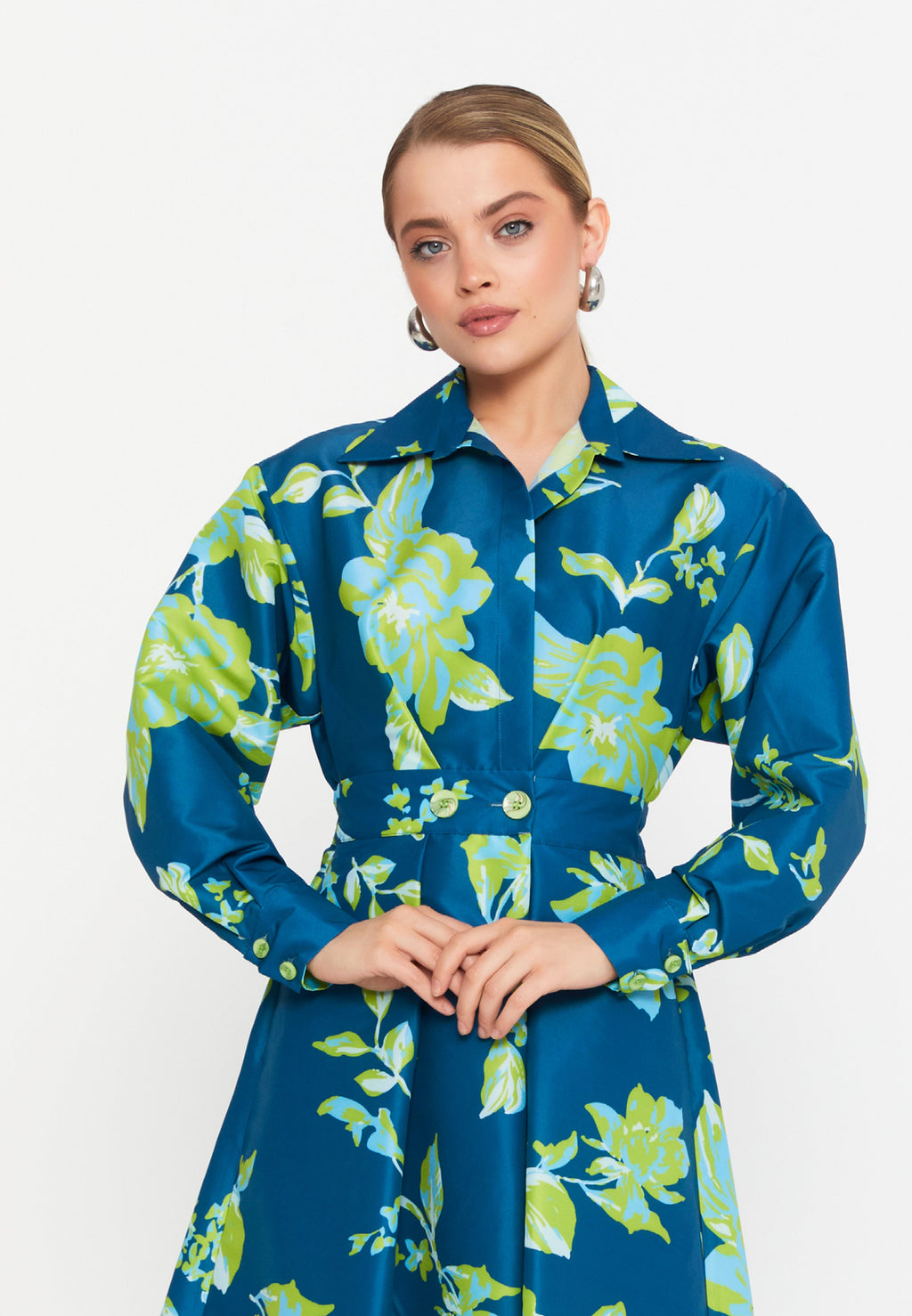 Long Sleeve Midi Polyester Column Regular Casual Dress glly25ge008 - Casual Dress - Istanbul Fashion Center